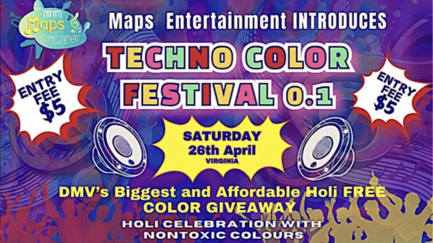 Celebrate Holi 2025 At The Techno Color Holi Festival In Lorton VA