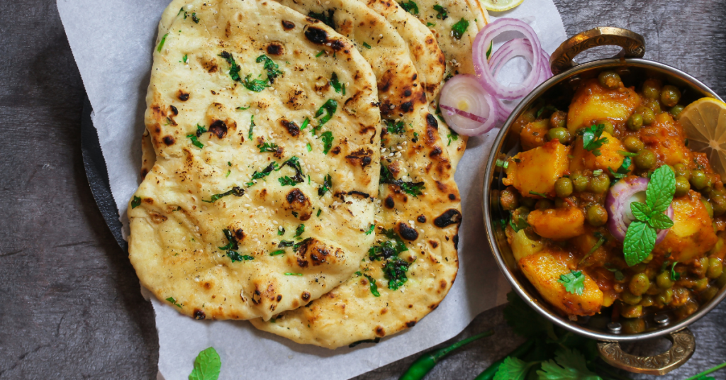 An image featuring a variety of Indian breads, showcasing their textures, colors, and regional variations.