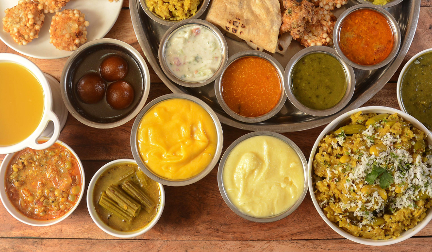 An enticing display of various Indian dishes, showcasing their colors and textures.