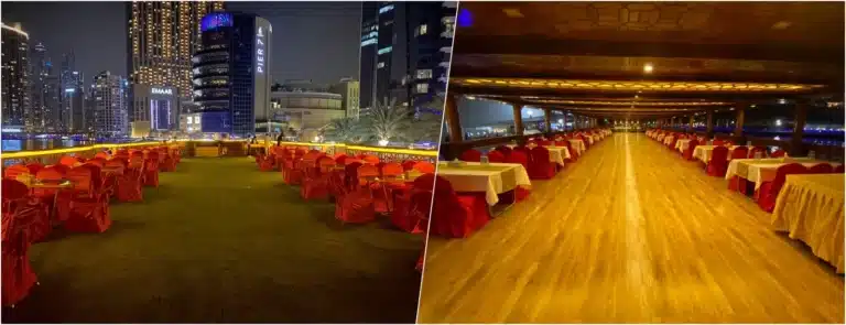 Inside view of Ocean Empress Dhow Dinner Cruise 768x295