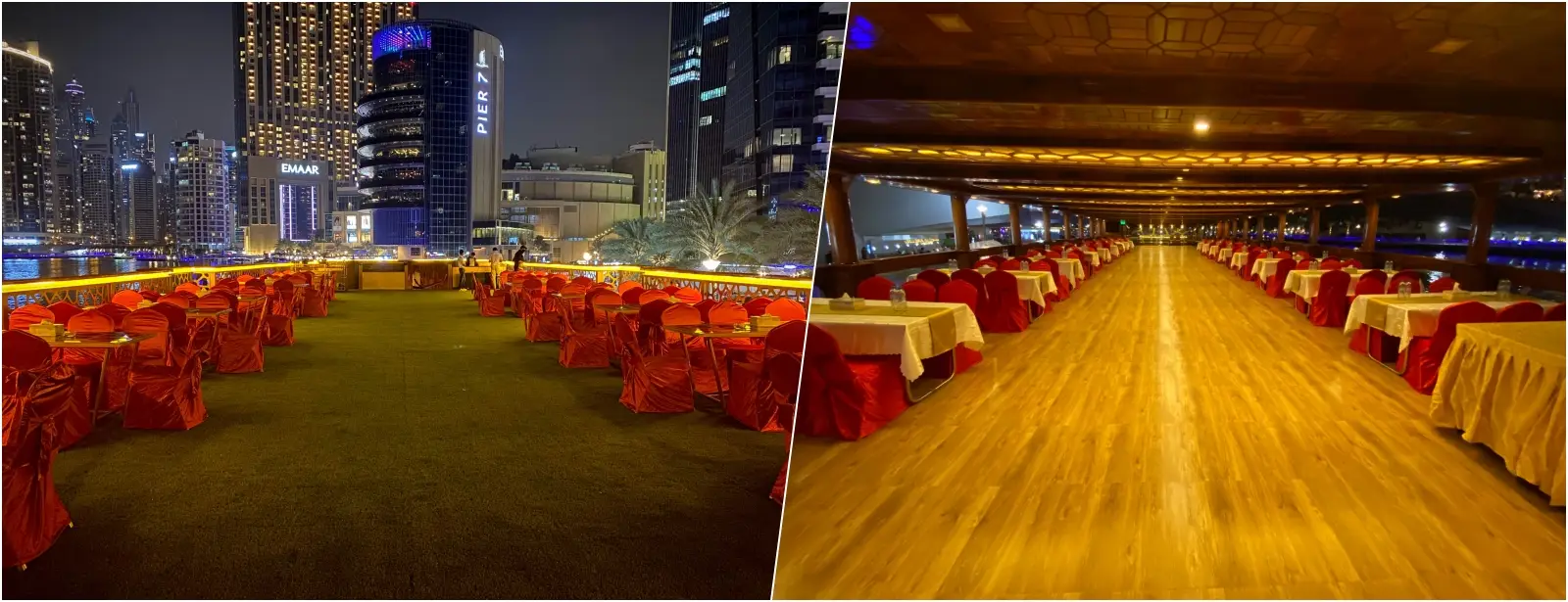 Inside view of Ocean Empress Dhow Dinner Cruise