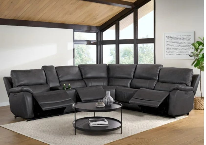 Wylder Leather Power Reclining Sectional with Power Headrests