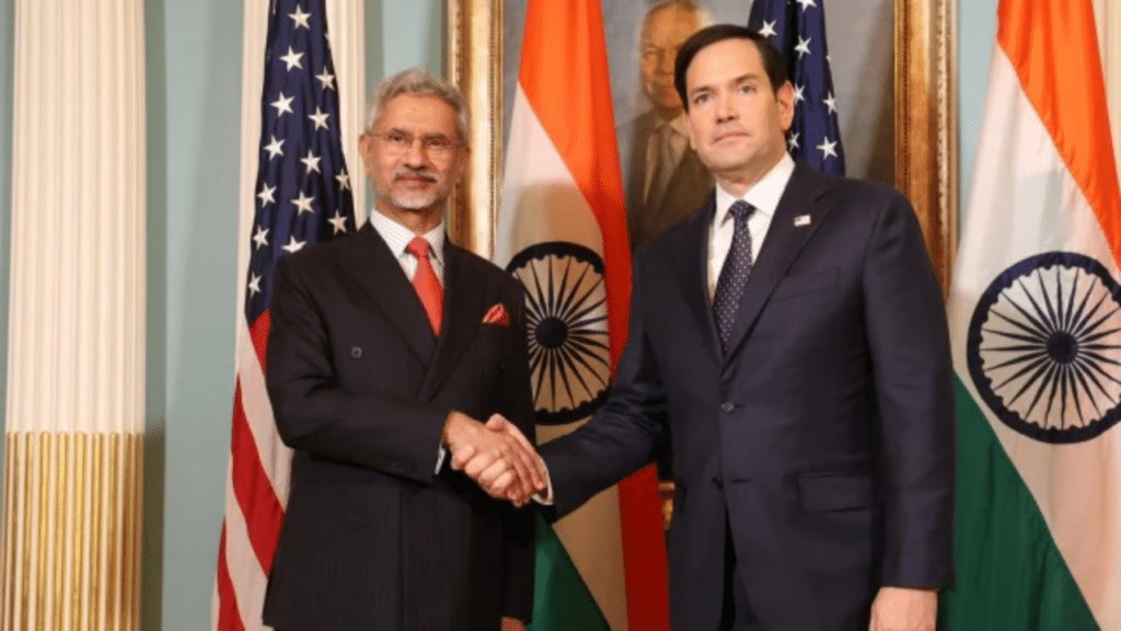 Secretary of State Marco Rubio, right, meets with India's Foreign Minister Subrahmanyam Jaishankar