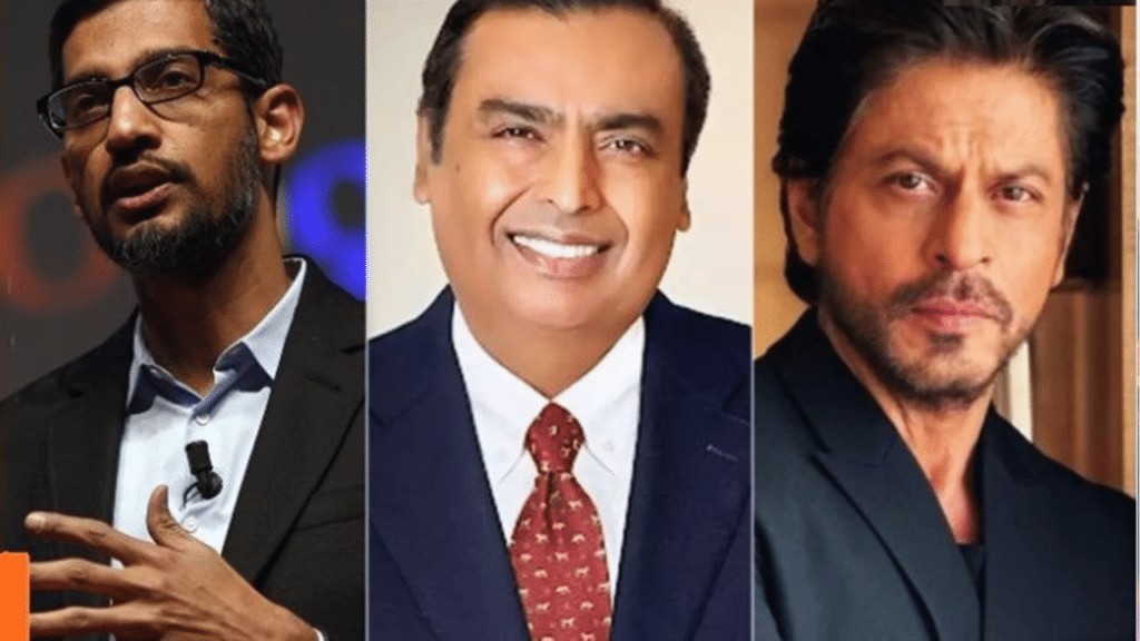 Sundar Pichai, Mukesh Ambani, Shah Rukh Khan