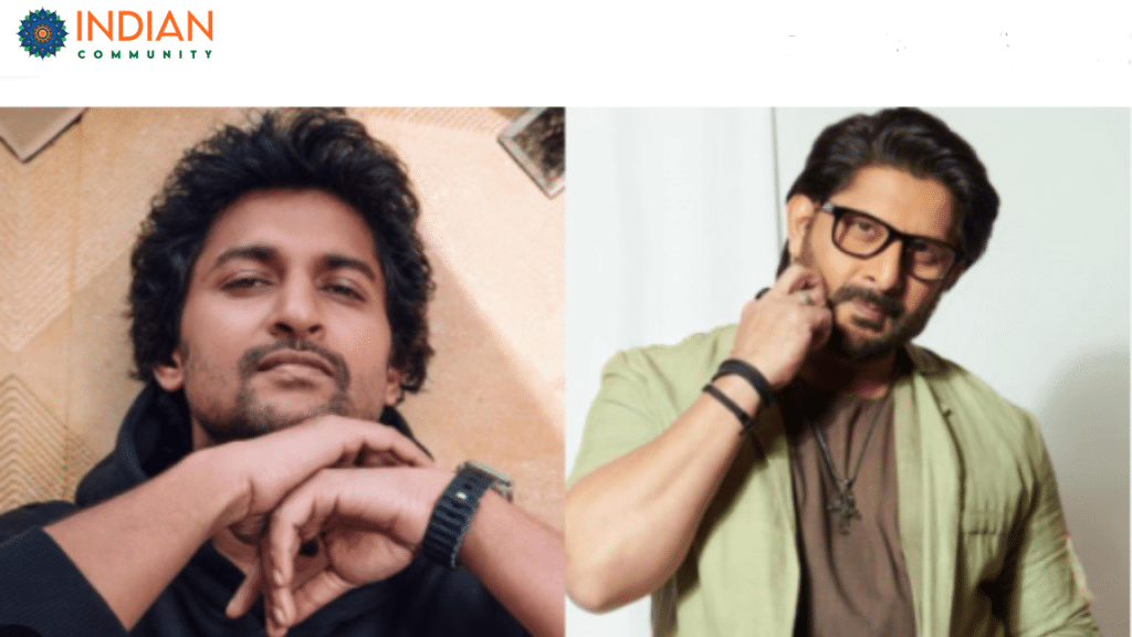 Nani and Arshad Warsi, two iconic actors known for their charm and style, captured in a side-by-side image showcasing their striking resemblance.