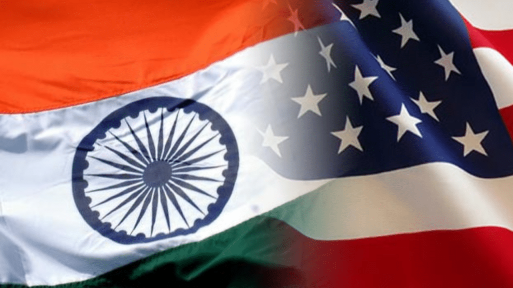 A blended image of the Indian and U.S. flags