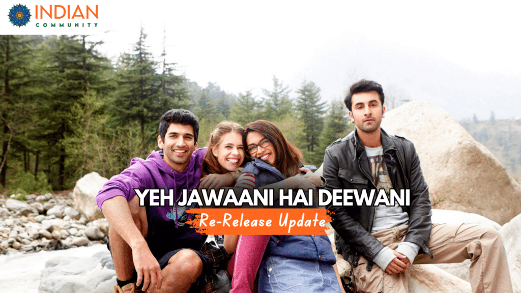 Yeh Jawaani Hai Deewani movie poster featuring Ranbir Kapoor and Deepika Padukone, re-releasing in theaters January 2025.