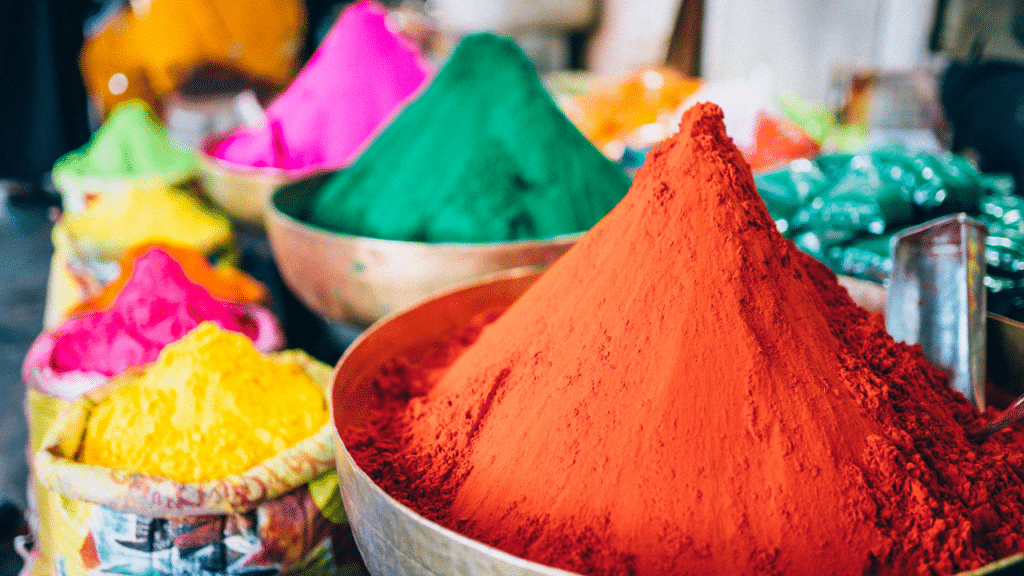 colorful holi preparations being done