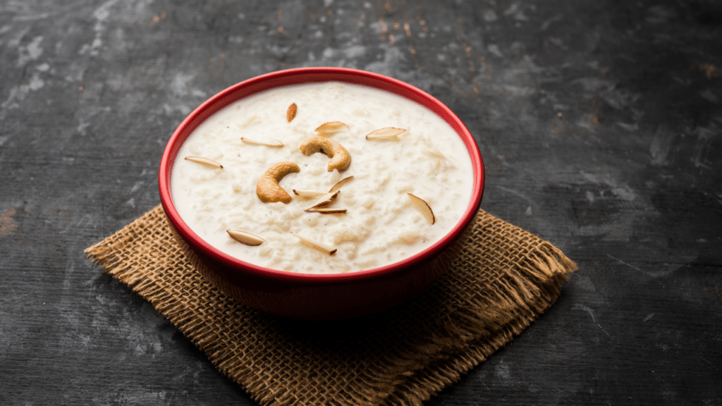 rice kheer served in a bowl