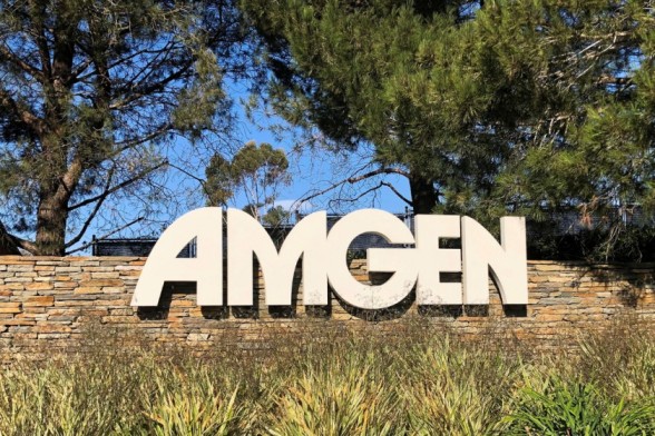 An Amgen sign is seen at the company's headquarters in Thousand Oaks