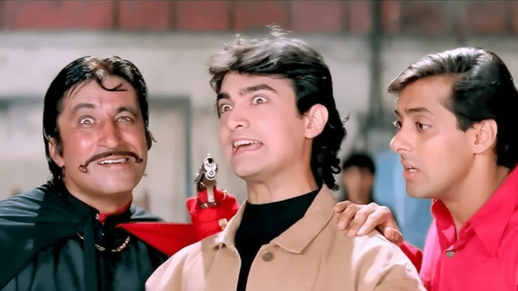 Andaz Apna Apna re-release poster featuring Salman Khan and Aamir Khan in their iconic roles.