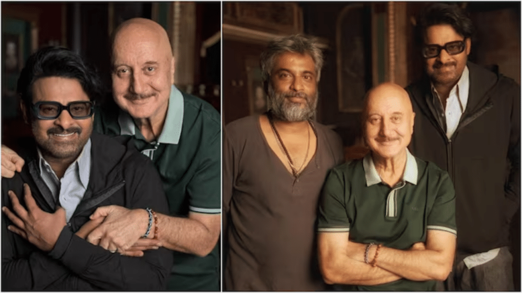 Anupam Kher and Prabhas on the set of their upcoming movie.