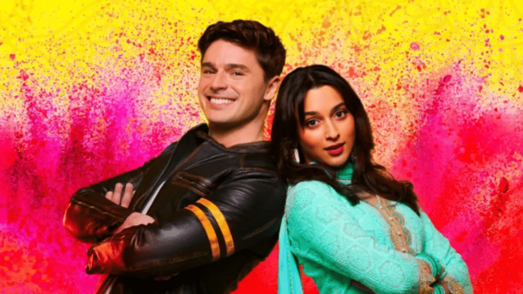 Jena Pandya as Simran and Ashley Day as Raj (Rog) in Come Fall in Love – The DDLJ Musical, blending Bollywood romance with Broadway flair