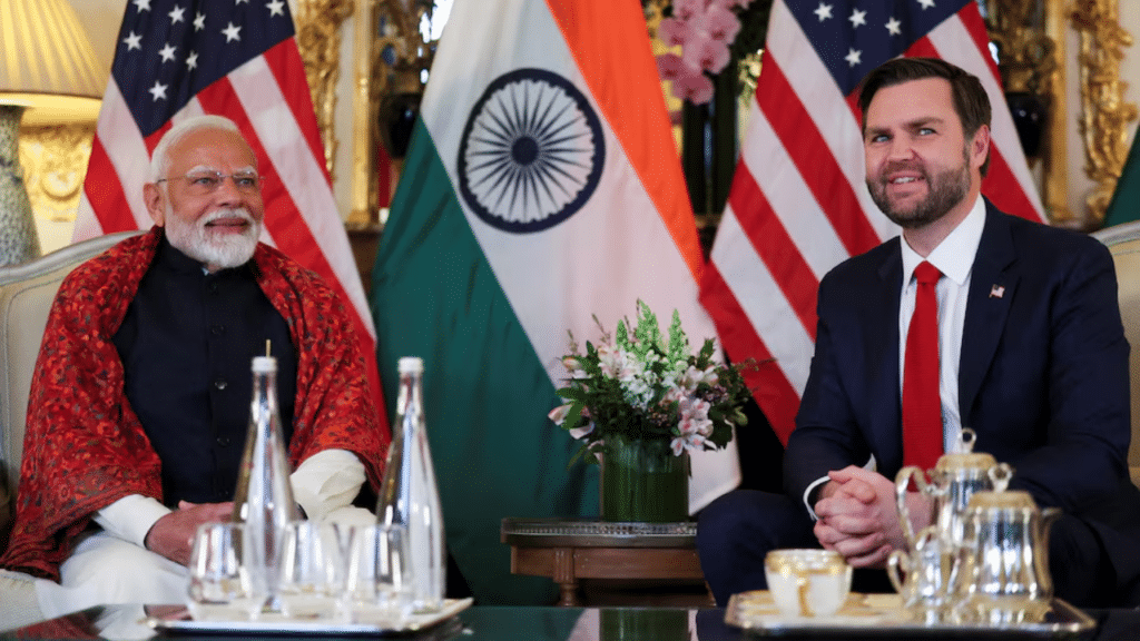 U.S. Vice President JD Vance attends a bilateral meeting with Indian Prime Minister Narendra Modi