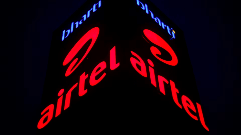 A Bharti Airtel office building is pictured in Gurugram