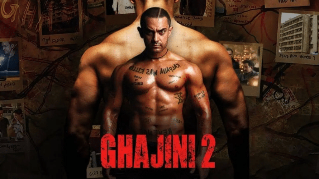 Ghajini 2 teaser poster with Aamir Khan and Allu Aravind featuring action-packed moments.