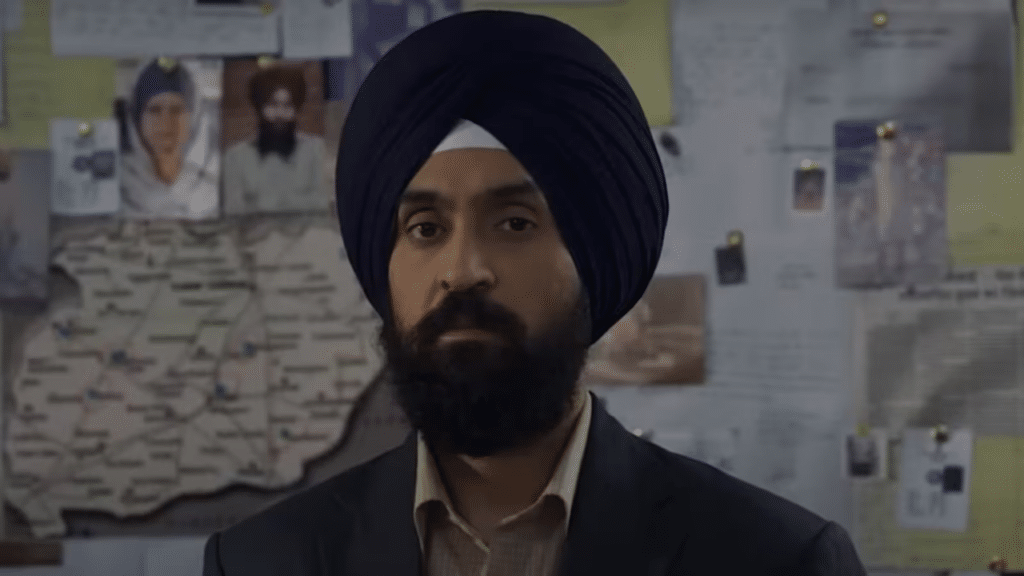 Diljit Dosanjh in Punjab '95 movie still, based on the real-life activist Jaswant Singh Khalra.