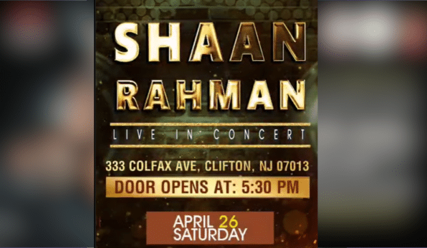 Shaan Rahman Live in Concert, New Jersey