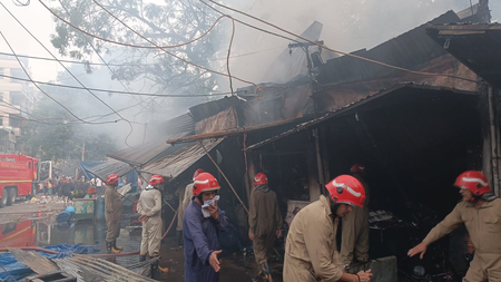 Six shops gutted in fire at Delhi’s Kotla Mubarakpur market