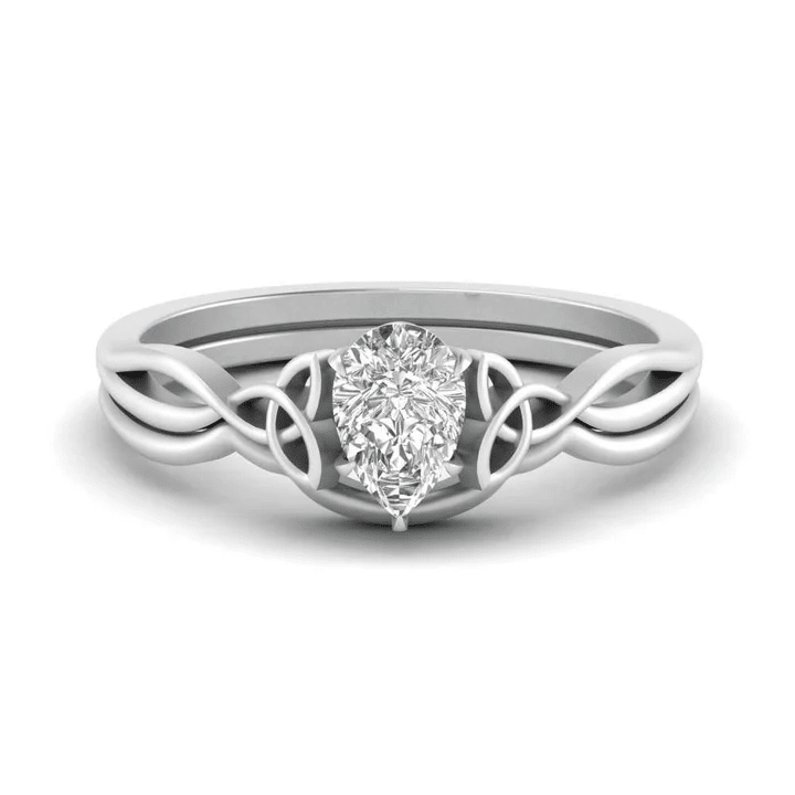 One Ring, One Promise: How to Pick a Diamond That Truly Matters 4 Pear Shaped Infinity Celtic Solitaire Wedding Set
