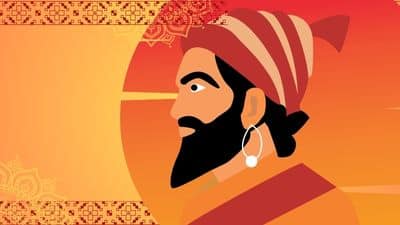 Chhatrapati Shivaji Maharaj with textured orange and yellow color background