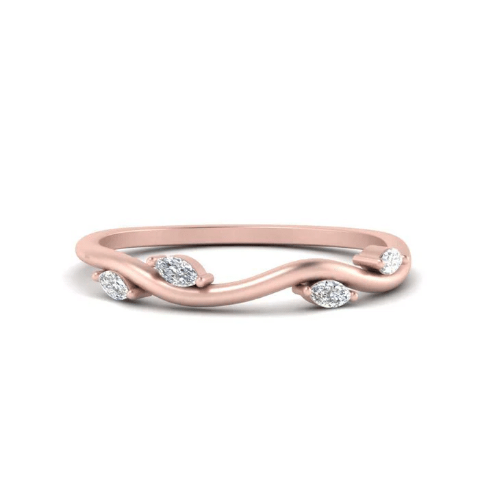 Vine Marquise Simple Wedding Band