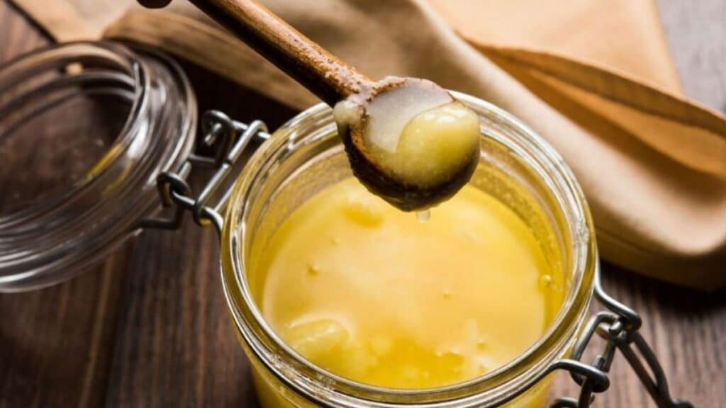 Panjiri : Traditional Prasad Recipe with Wheat Flour and Dry Fruits 2 Desi Ghee