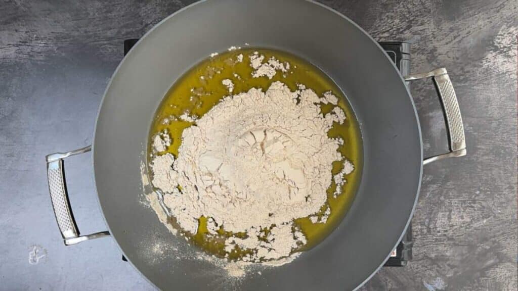 Roast the Singhara Flour in Ghee