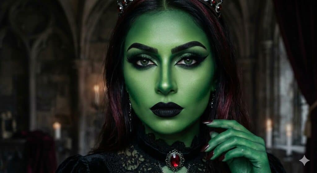 Wicked's Elphaba halloween makeup look