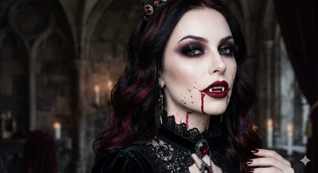 glam vampire halloween makeup look