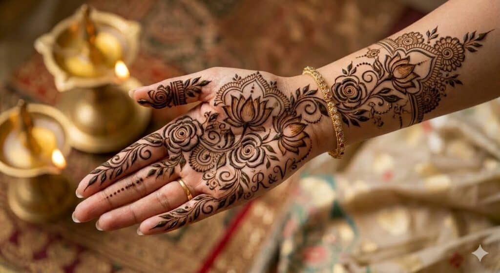 husband initial mehendi design