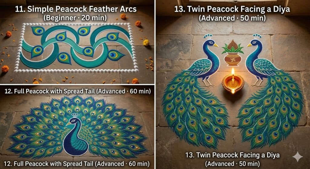 peacock rangoli designs