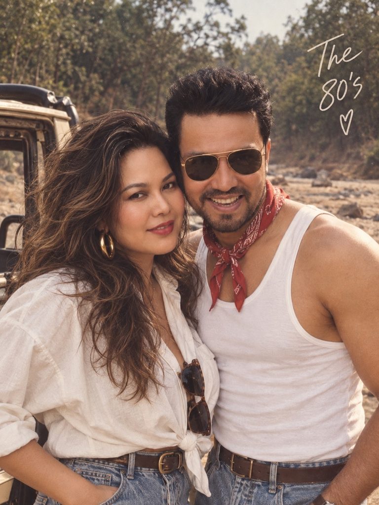 Lin Laishram and Randeep Hooda  In viral 80's trend